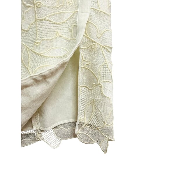 Grey Jason Wu Skirt Womens 2 Ivory White Lace Pencil Midi Lined‎ Floral Elegant - Picture 4 of 9